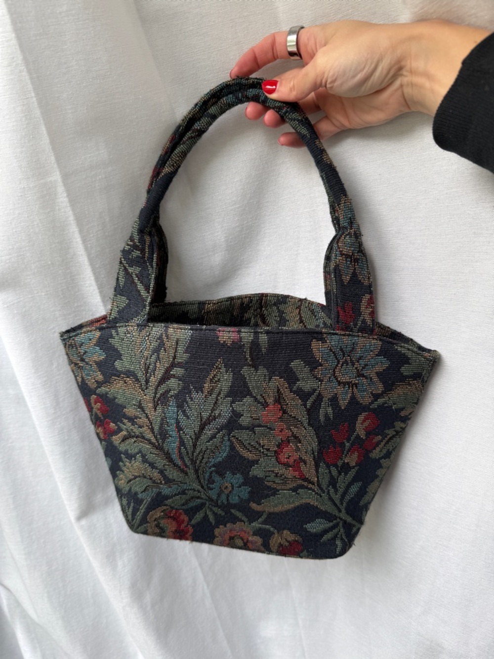 Vintage Floral Tapestry Mini Tote Bag
